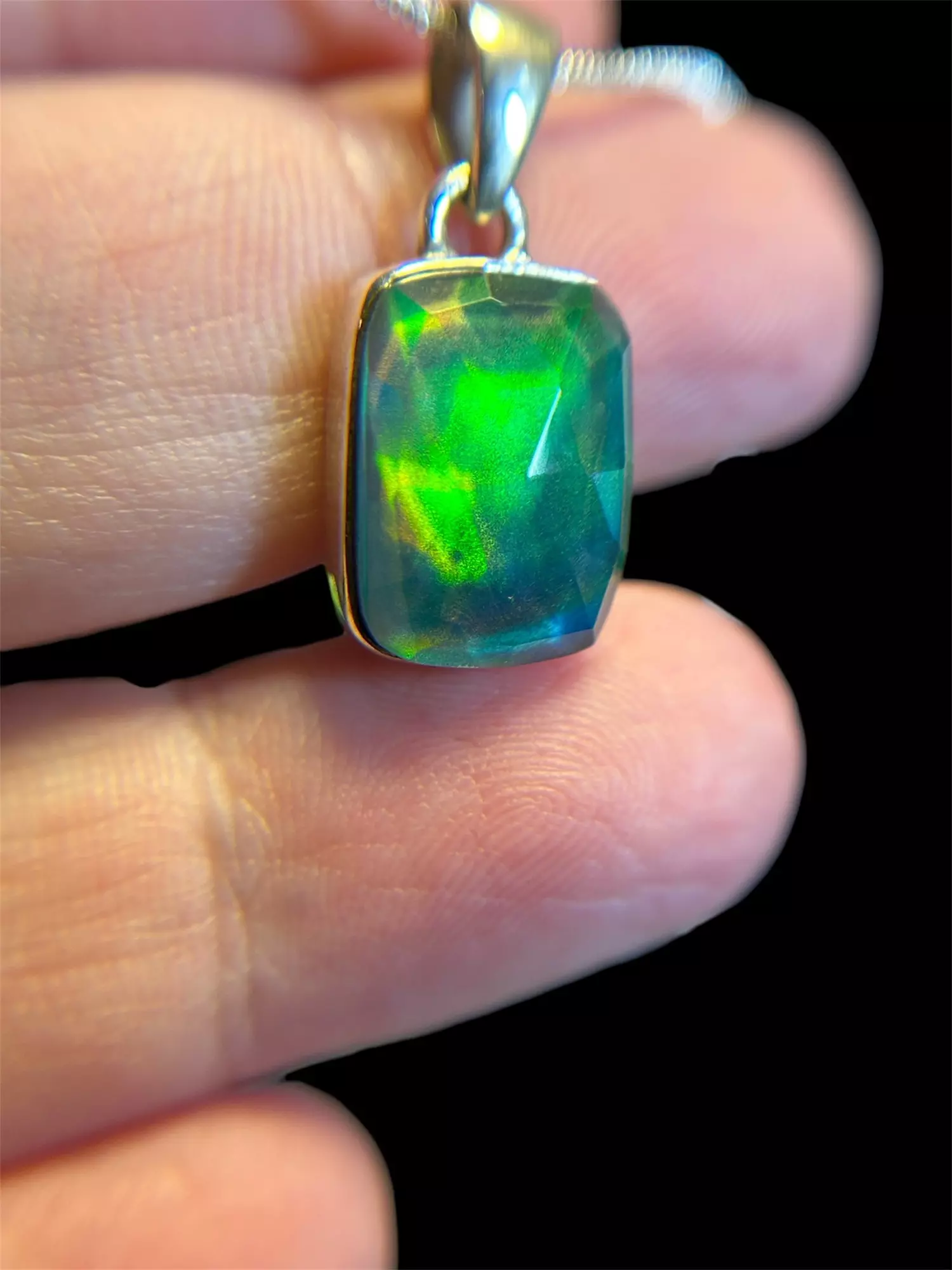 plant/Aurora Opal Faceted Sterling Pendant-1
