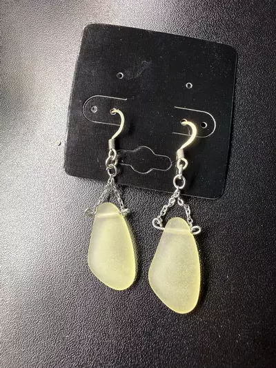 plant/Yellow Sea Glass Earrings -0-thumbnail
