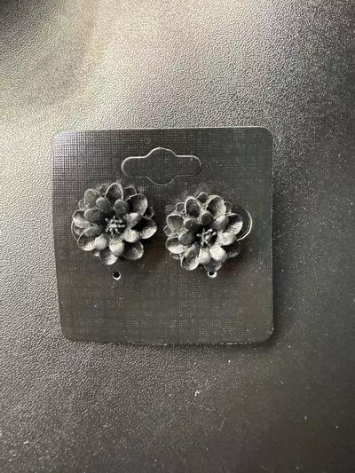 plant/Black Dahlia hypoallergenic earrings-0-thumbnail