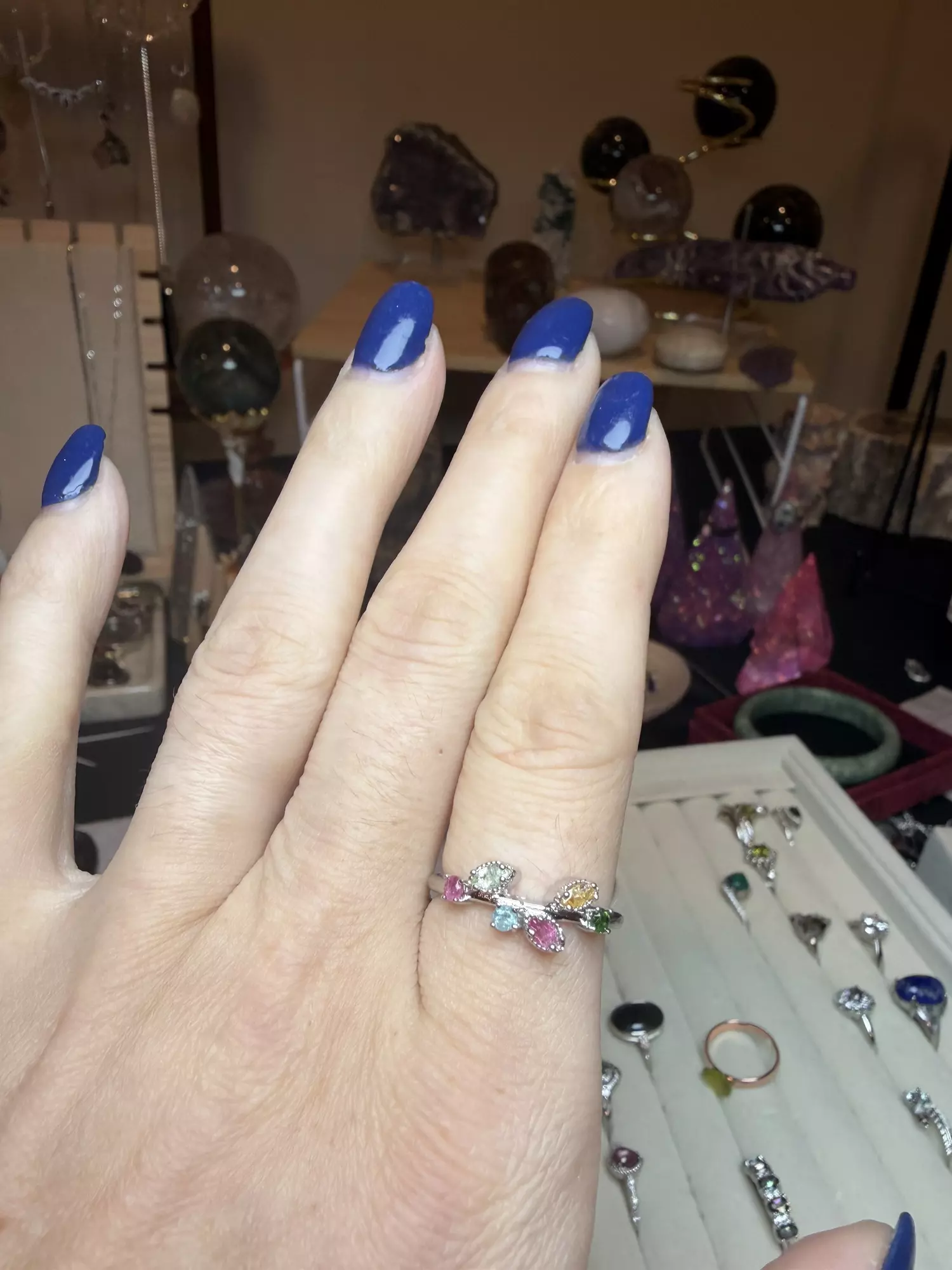 plant/adjustable mixed tourmaline ring $15-1