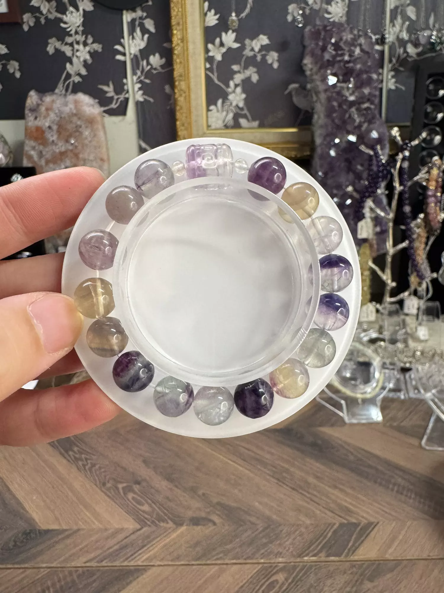 plant/$24| Rainbow Fluorite Bracelet 10mm | 6.5” Wrist Size-0