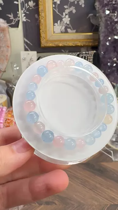 plant/$20| Tricolor Beryl Bracelet 7-8mm|6.75” Wrist Size-1-thumbnail