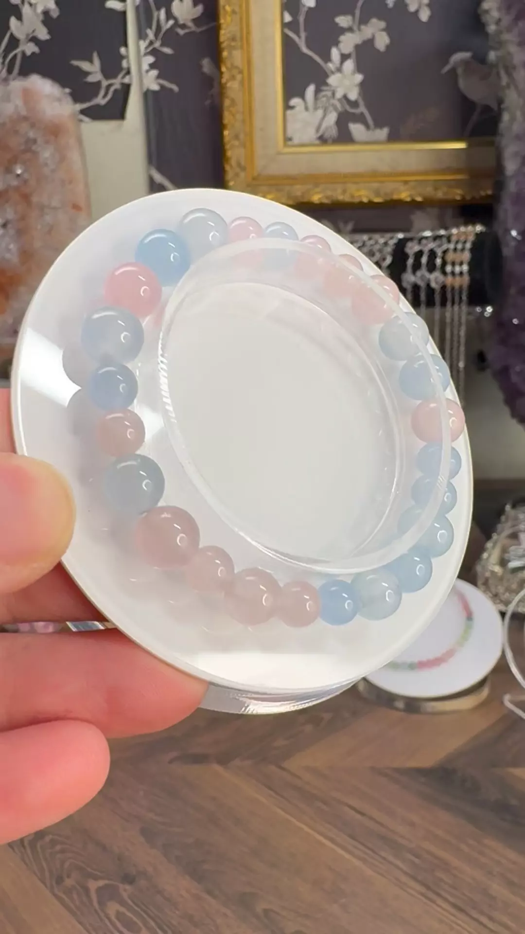 plant/$20| Bicolor Beryl Bracelet 7-8mm|6.75” Wrist Size-1