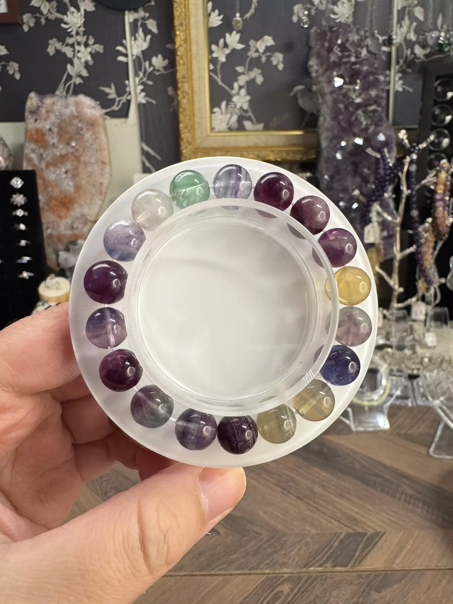 plant/$20| Rainbow Fluorite Bracelet 10mm | 6.5” Wrist Size-0