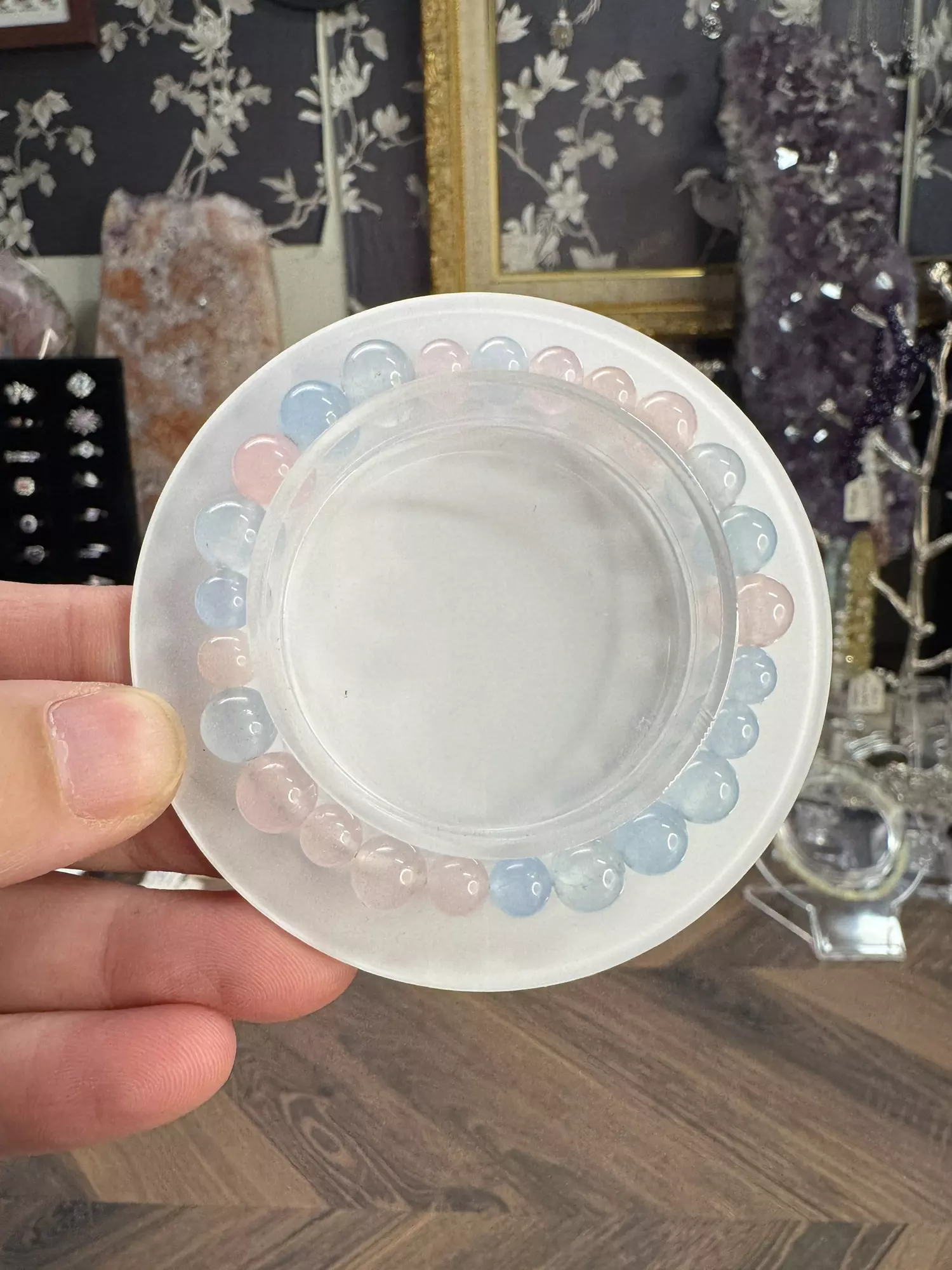 plant/$20| Bicolor Beryl Bracelet 7-8mm|6.75” Wrist Size-0