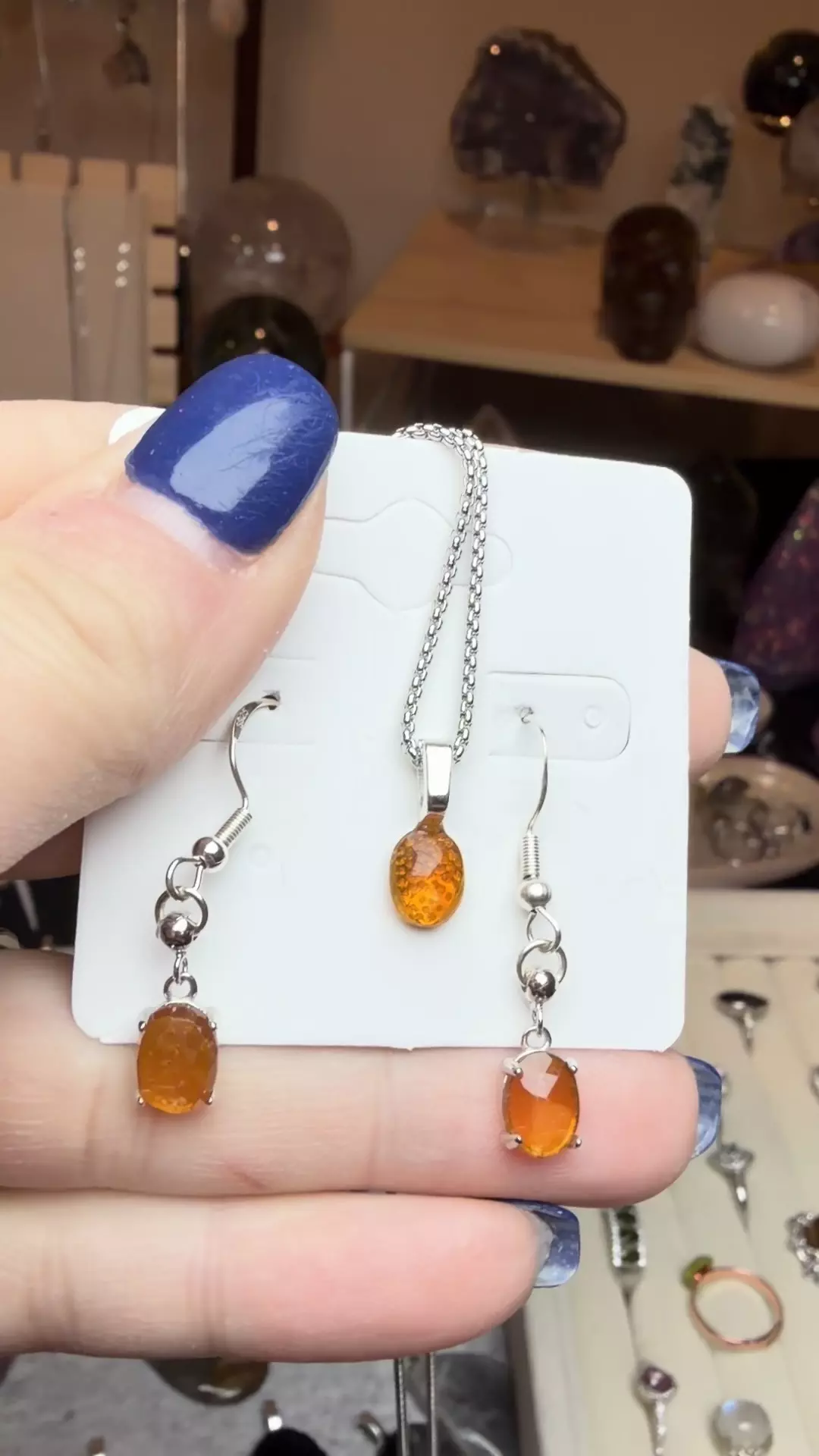 plant/orange kyanite faceted set $35-1