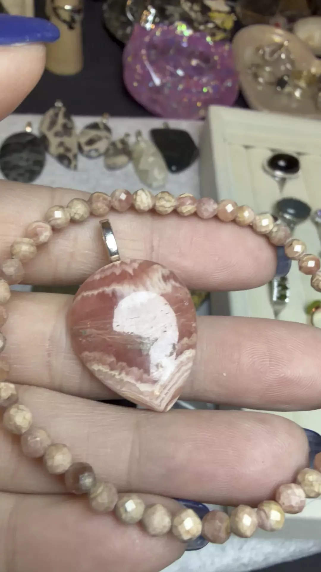 plant/Rhodochrosite set 4mm faceted $31-1