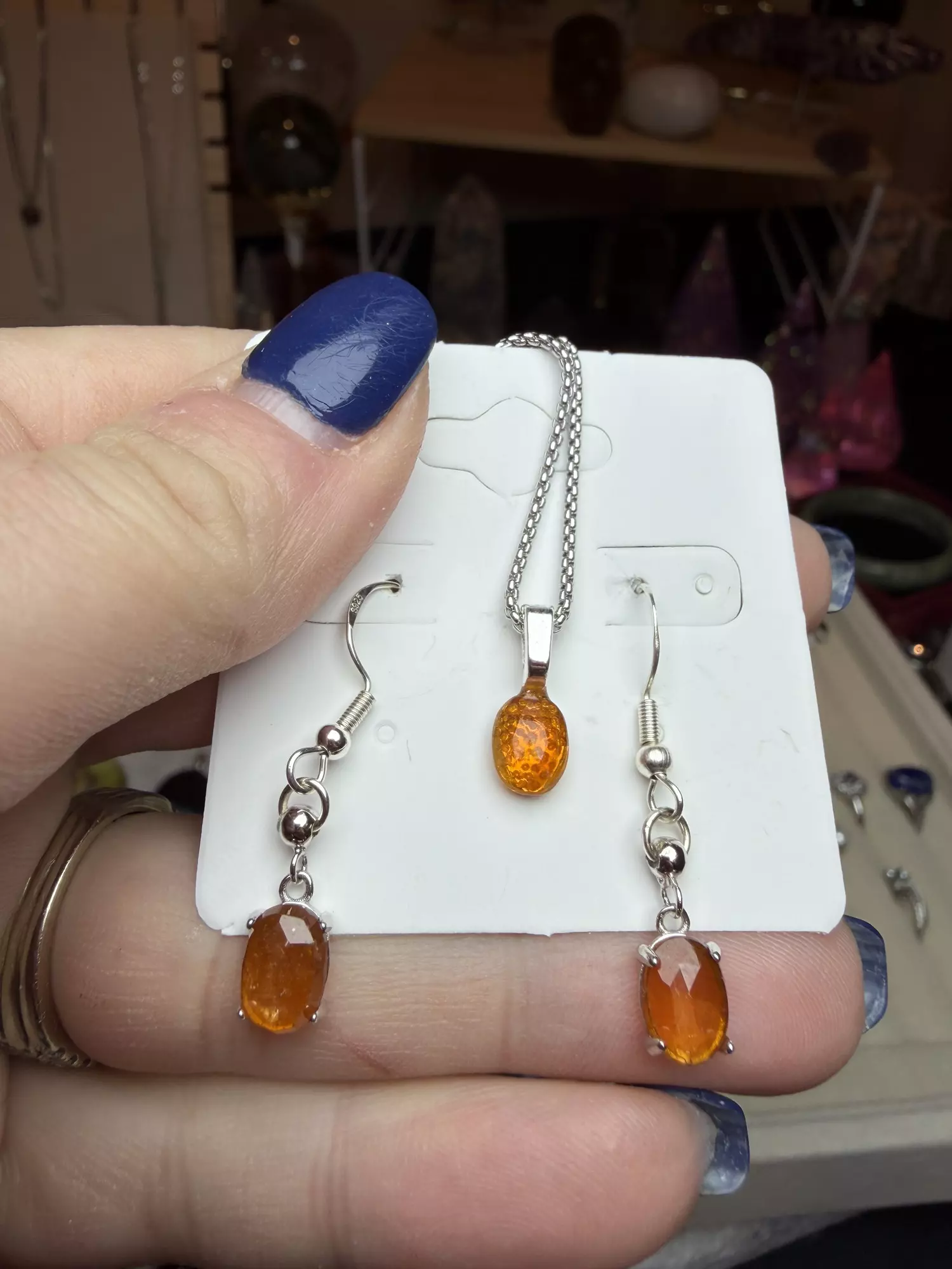 plant/orange kyanite faceted set $35-0