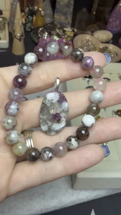 plant/Pink Tourmaline set 8mm $32-1-thumbnail