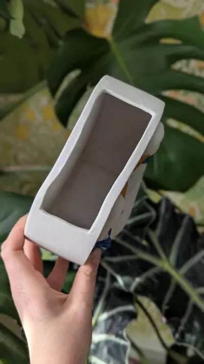 plant/goose vase with blue bows - matte-1-thumbnail