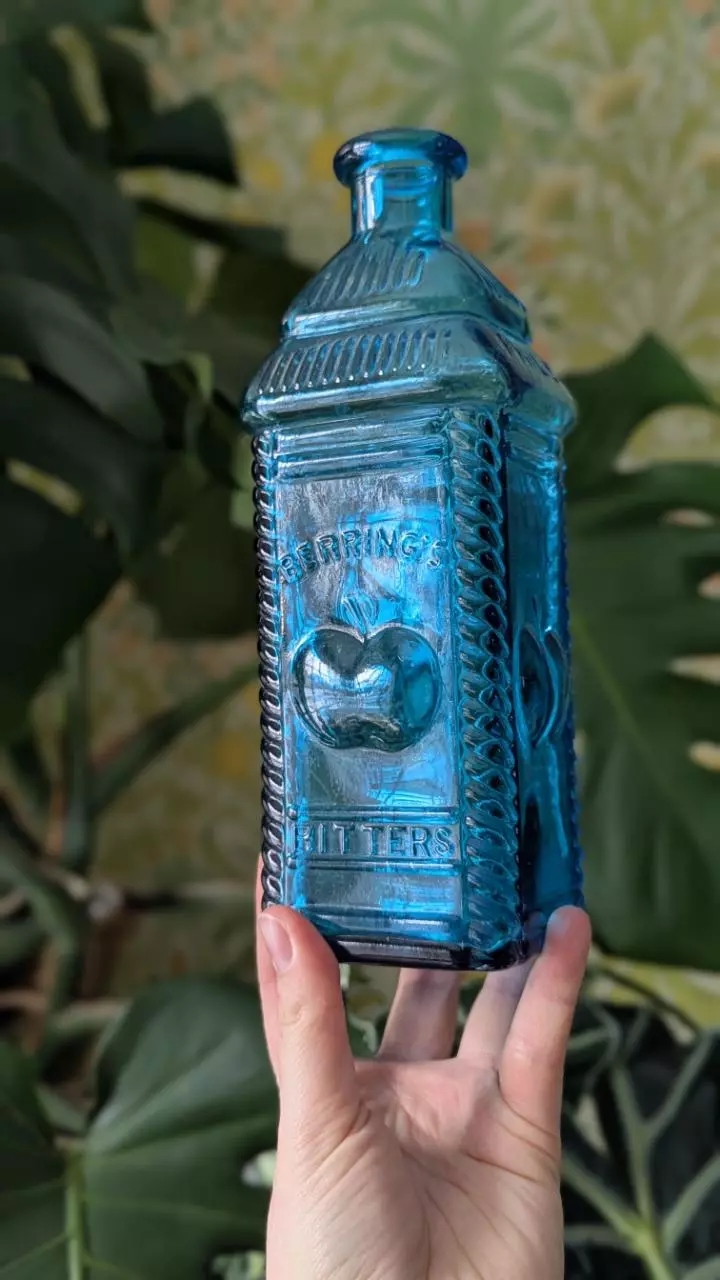 plant/Berring's apple bitters blue glass bottle-0