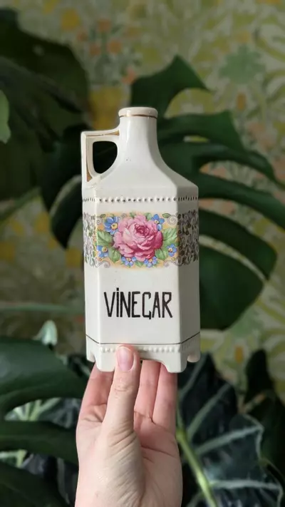 plant/Floral vinegar bottle, no stopper - marked Luise Czechoslovakia-0-thumbnail