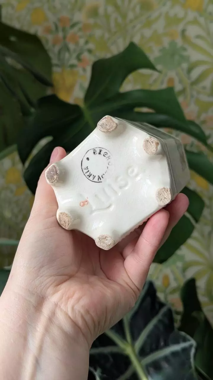 plant/Floral vinegar bottle, no stopper - marked Luise Czechoslovakia-1