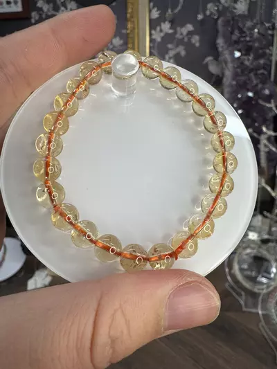 plant/$20| Citrine Beaded Bracelet 7mm| 6.75” Wrist Size-0-thumbnail