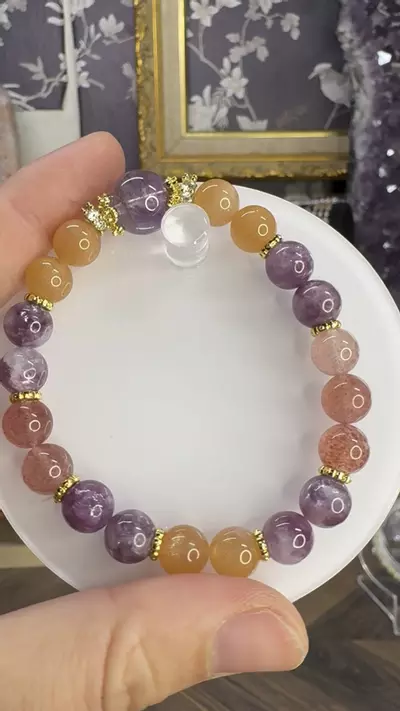 plant/$25| Multistone “Summer Bloom” Beaded Bracelet 8.5-12mm| 6.75” Wrist Size-1-thumbnail