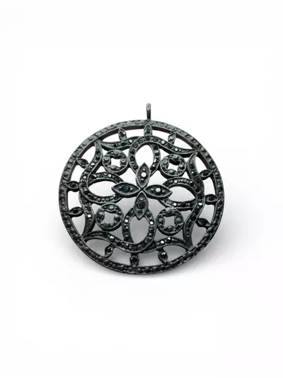 plant/Black Metal and Rhinestone Pendant-0-thumbnail
