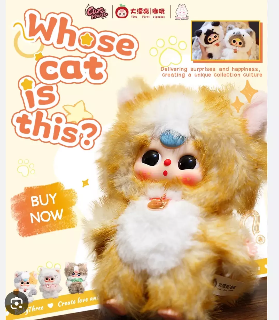 x1 Whose Cat is this? Baby Three plush Keychain thumbnail