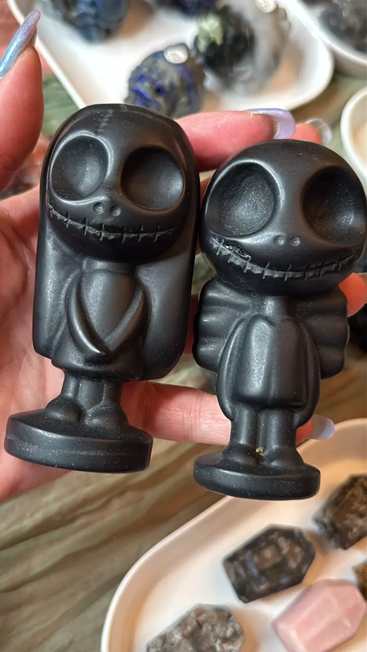 Sally and Jack pair  black obsidian thumbnail