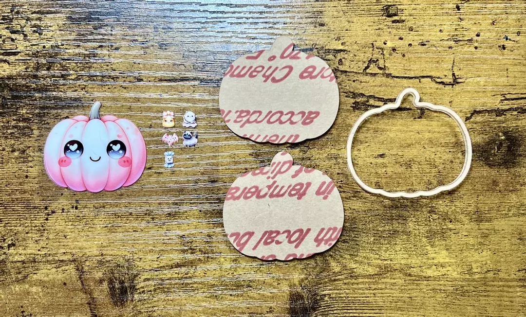 Pink Pumpkin Shaker Acrylic Blank for Badge Reels, UVDTF Decals, 2.2” Acrylic thumbnail