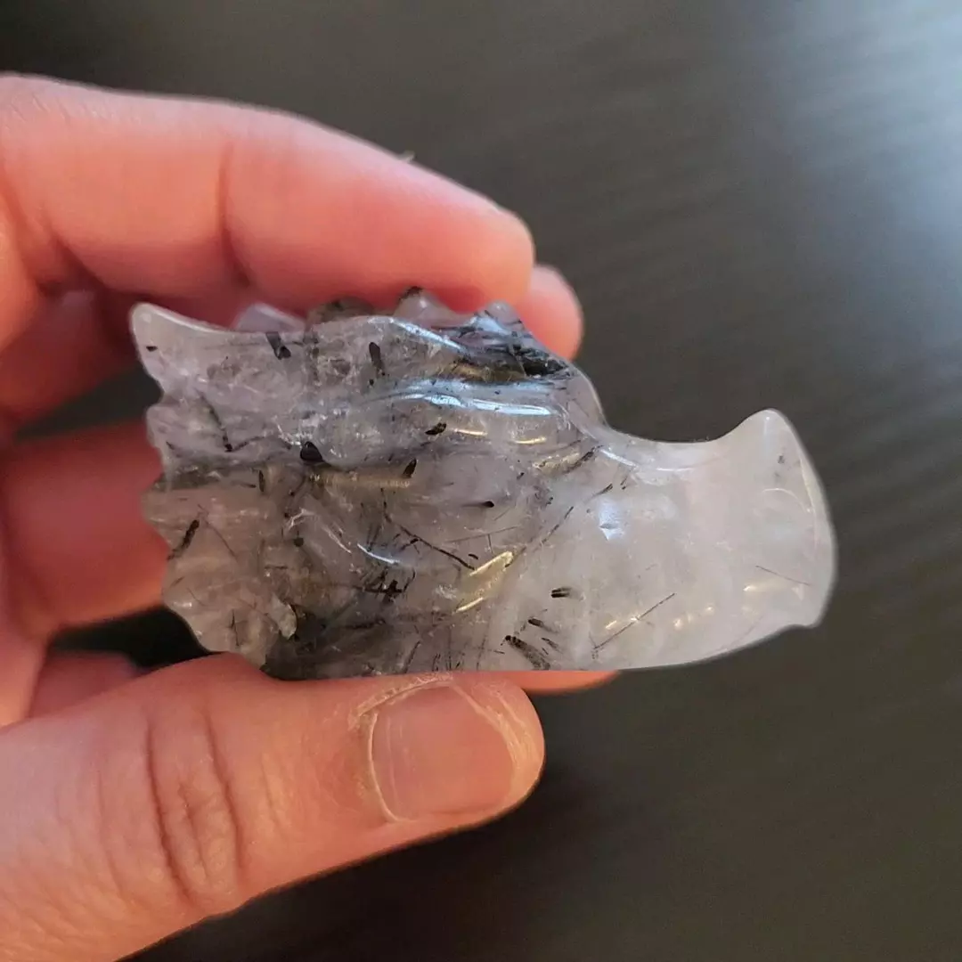 Dragon head tourmalinated quartz thumbnail