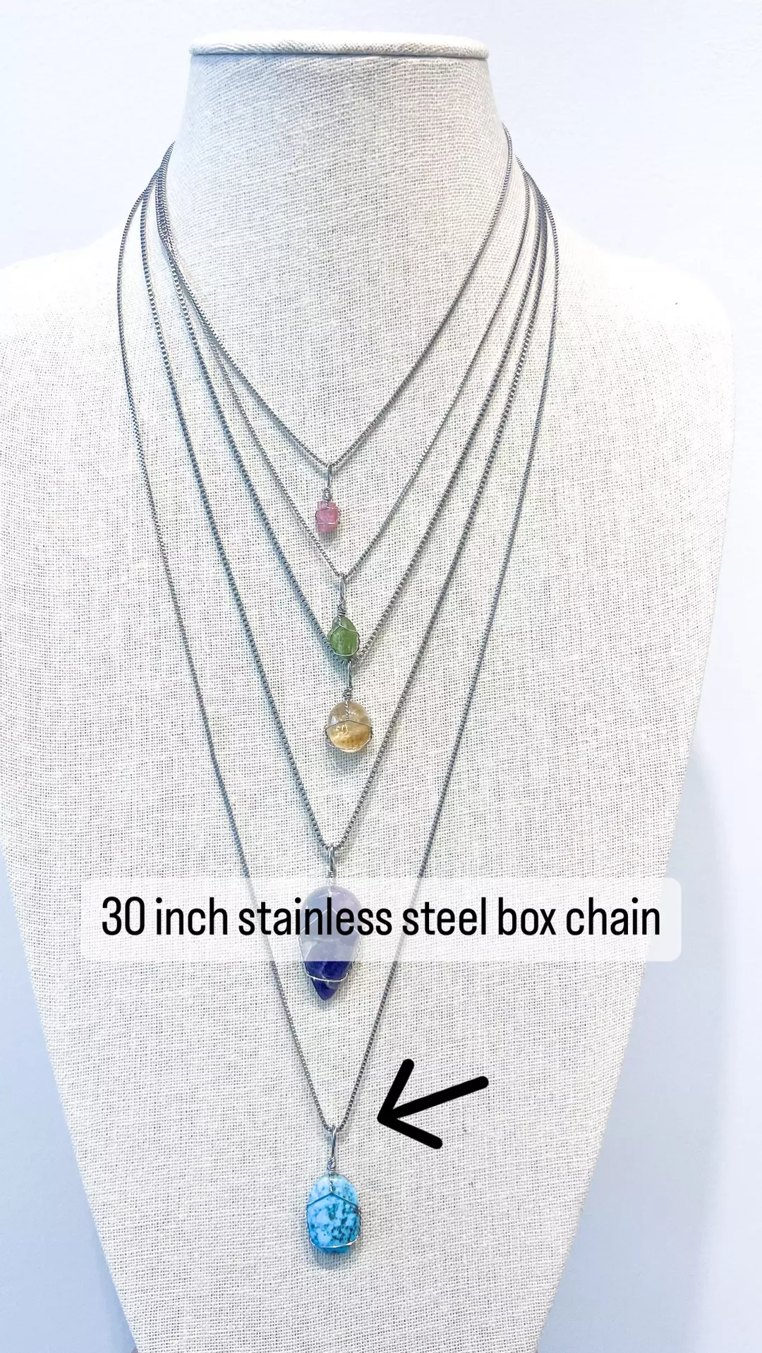 30inch stainless steel box chain (stone not included) thumbnail