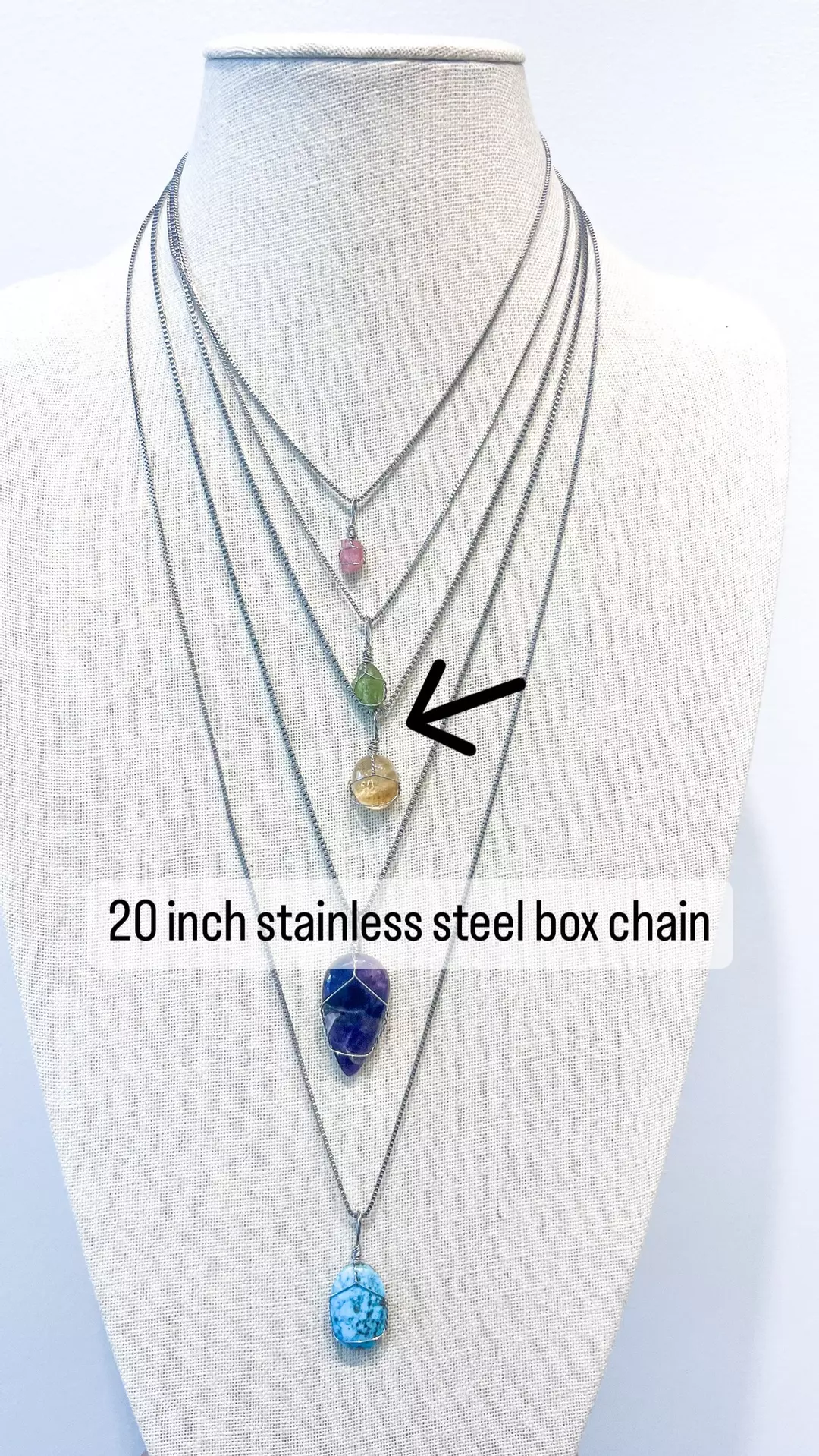20inch stainless steel box chain (stone not included) thumbnail