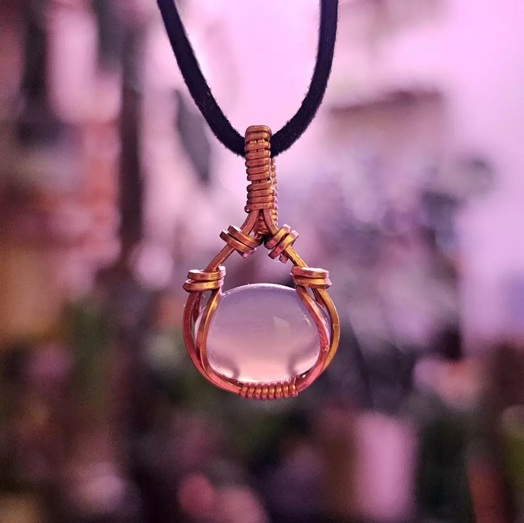 Handcrafted Wire-Wrapped Gray Agate Pendant thumbnail