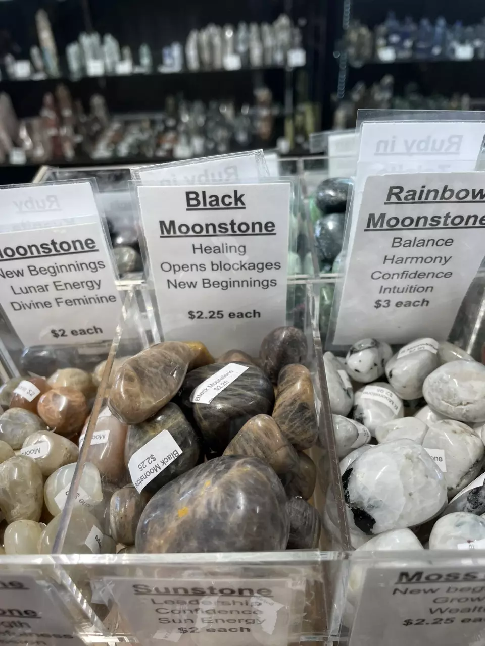 Black Moonstone Tumbled Stones thumbnail