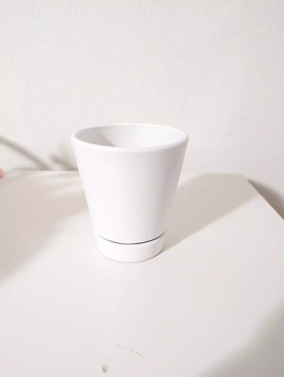 4 Inch White Planter With Attached Saucer thumbnail