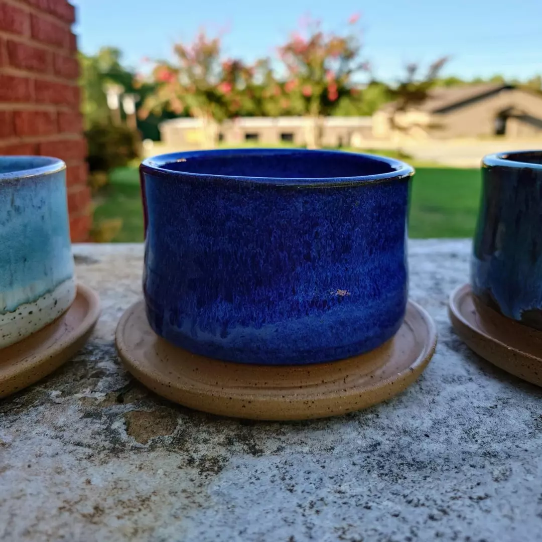 Artisan Ceramic Planter with Integrated Drainage Tray thumbnail