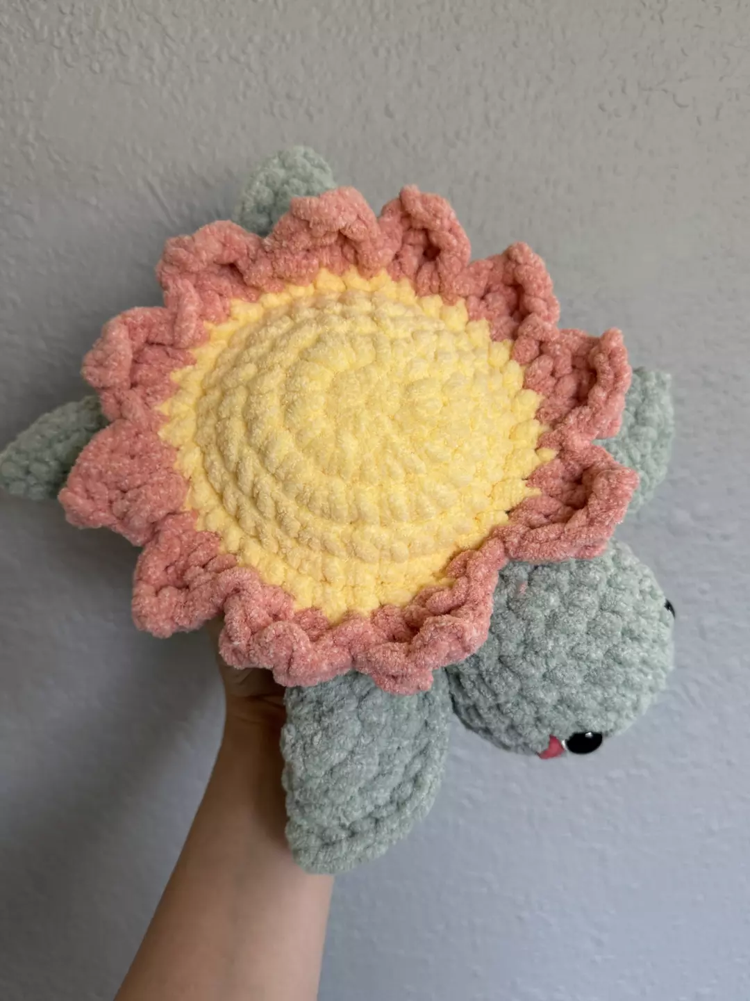 Pastel Flower Power Turtle Plush – Pink Petals & Yellow Shell thumbnail