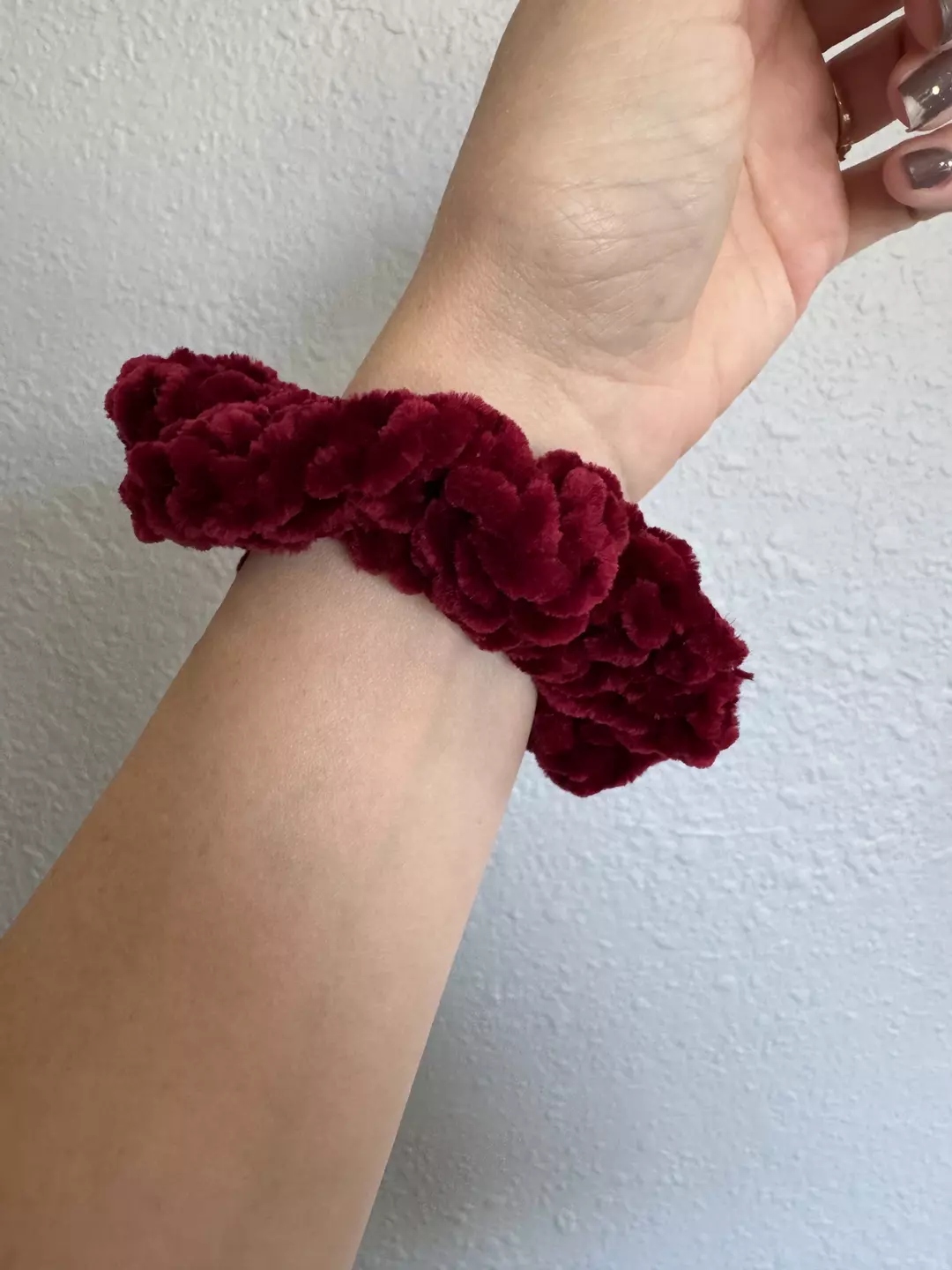 Burgundy Velvet Scrunchies thumbnail
