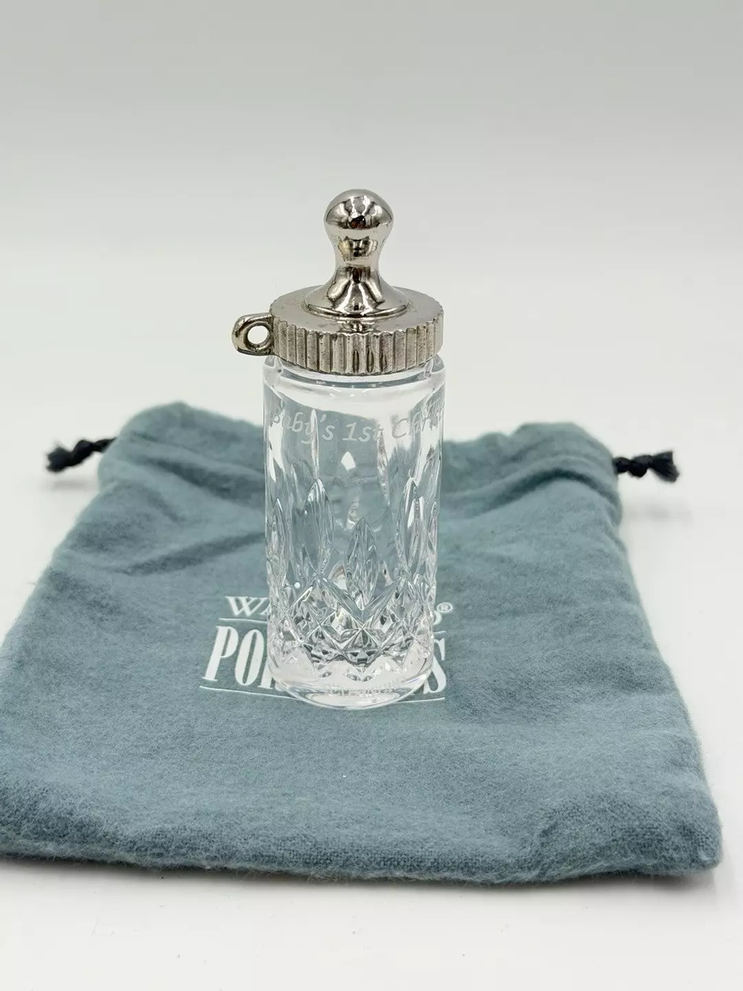 Waterford Crystal Bottle Ornament Baby's 1st Christmas Figurine Clear 3.5” thumbnail