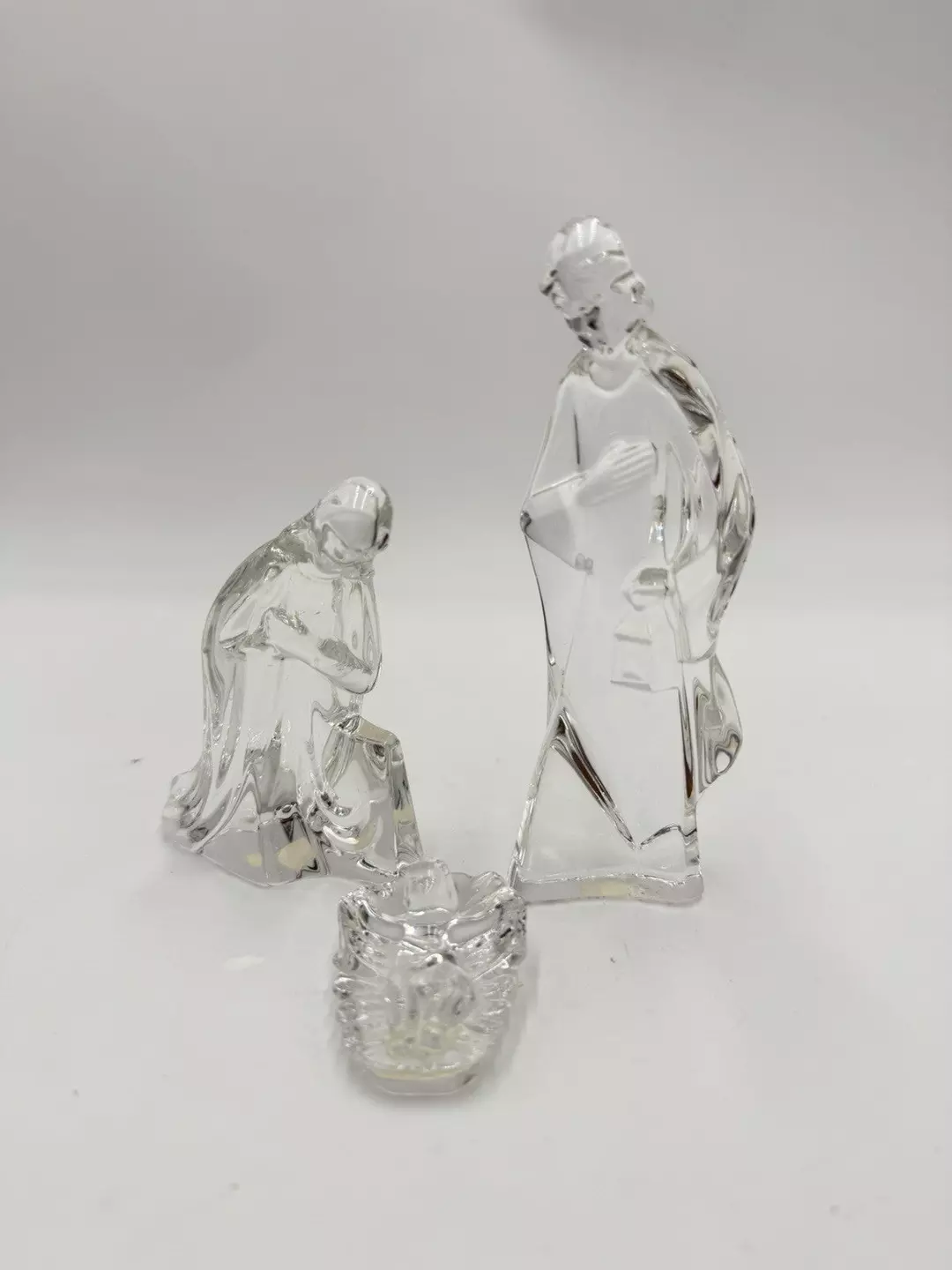 Vintage Mikasa Lead Crystal Nativity 5” Joseph Mary Jesus Christmas Figurines thumbnail