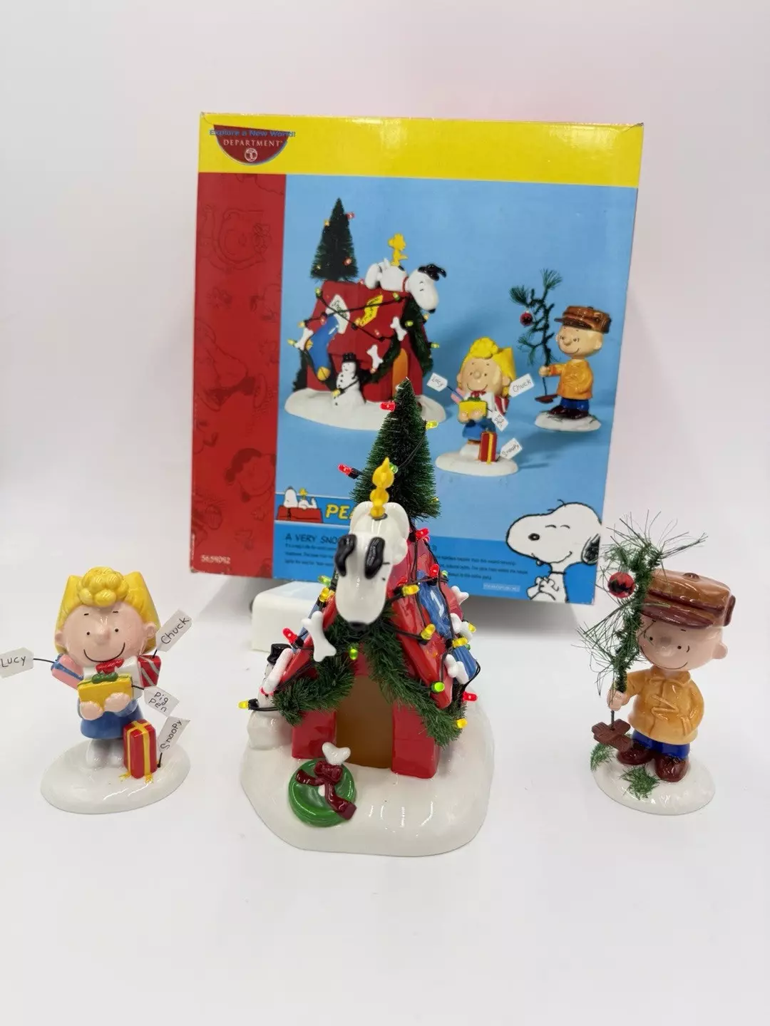 Department 56 Peanuts A Very Snoopy Christmas Lighted Ceramic Set 3 W/box thumbnail