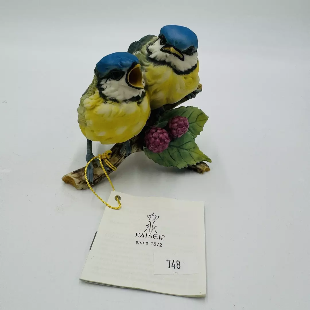 Kaiser Germany Porcelain Bisque Blue Tít  Birds Titmice Signed GAWANTKA Figurine thumbnail