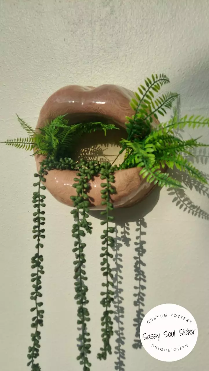 NEW! Lips Planter, Sassy Soul Sister, Ceramic Wall Planter,  Unique Gift thumbnail
