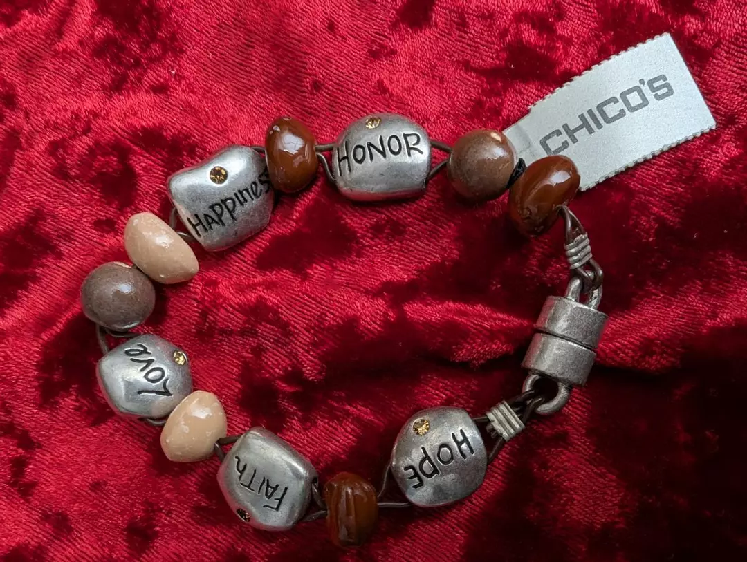 NWT Chico's bracelet with engraved beads. thumbnail