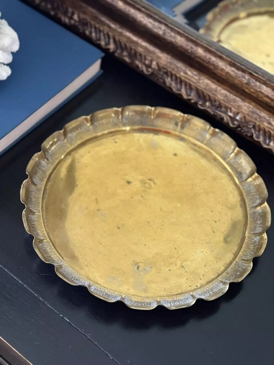Vintage Scalloped Brass Tray thumbnail