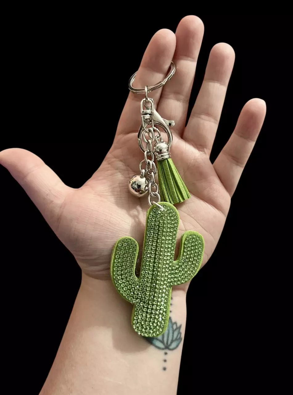 Sparkly cactus keychain thumbnail