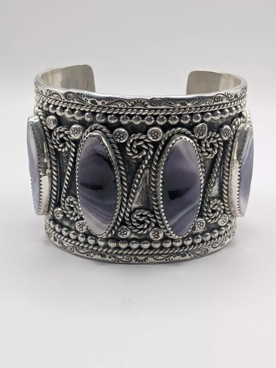 Native made Sterling Silver Wampum Cuff thumbnail