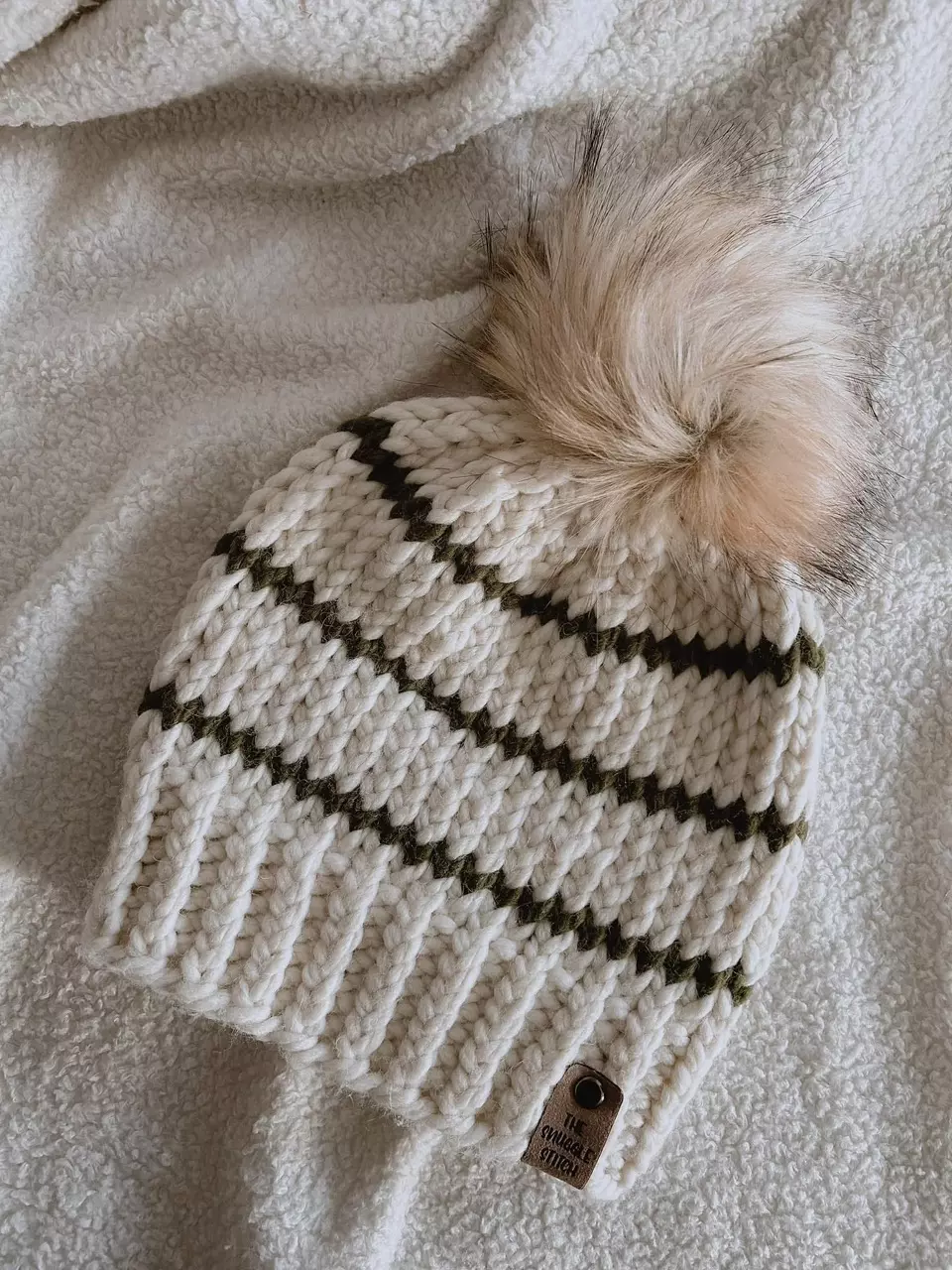 Knit adult size beanie w/ removable pom thumbnail