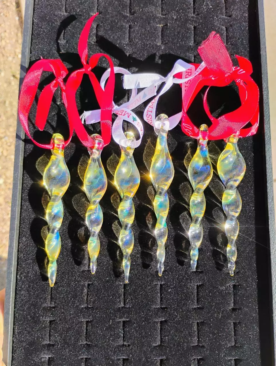 Half dozen handmade glass Icicle ornaments thumbnail