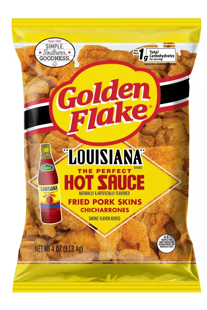 Golden Flake Louisiana Hot Sauce Fried Pork Skins, 4 oz Bag- Louisiana favorite thumbnail