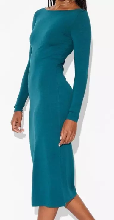 $25 New Women's Long Sleeve Knit MIDI Dress - Wild Fable™ Dark Teal Green XS thumbnail