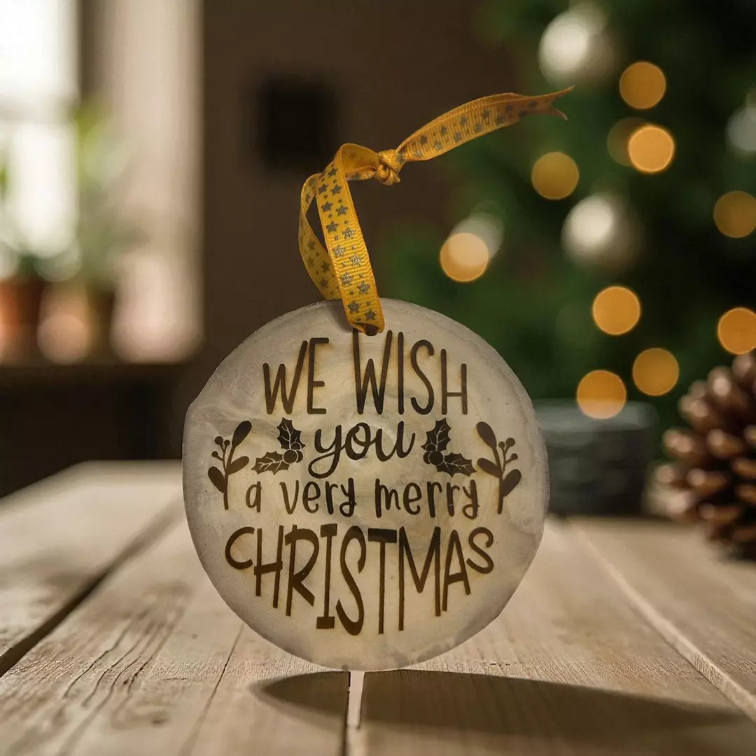 Wish You a Merry Christmas Wood Cookie Ornament thumbnail