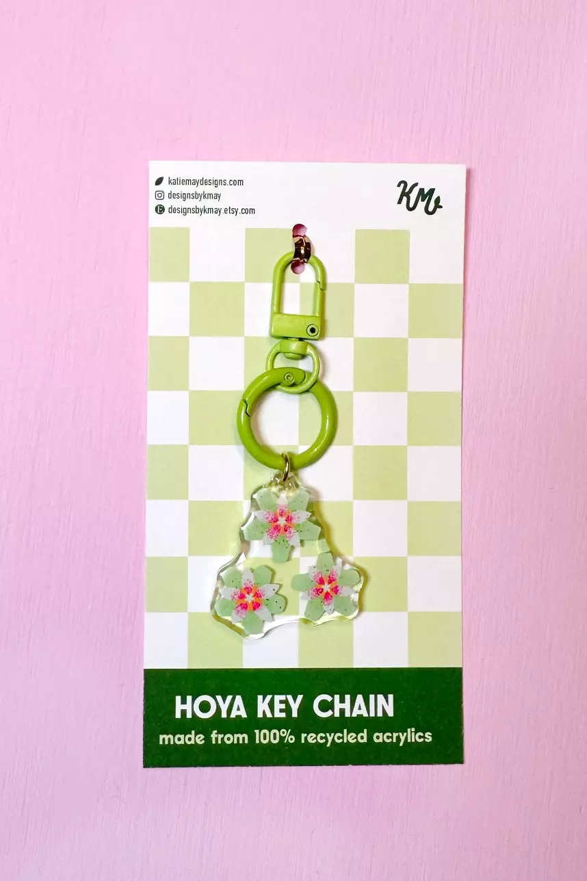 Green Hoya Flower Acrylic Keychain thumbnail