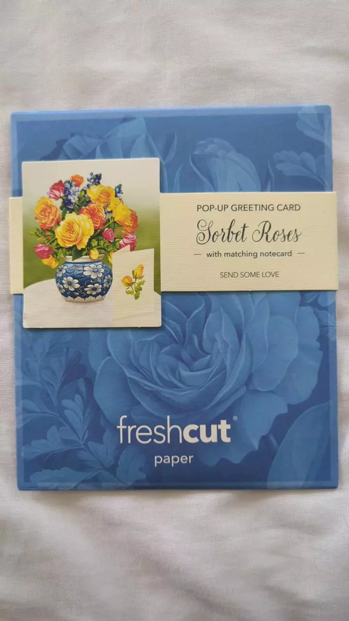Flower arrangements in a card! Pop-Up greeting card- "Sorbet Roses" thumbnail