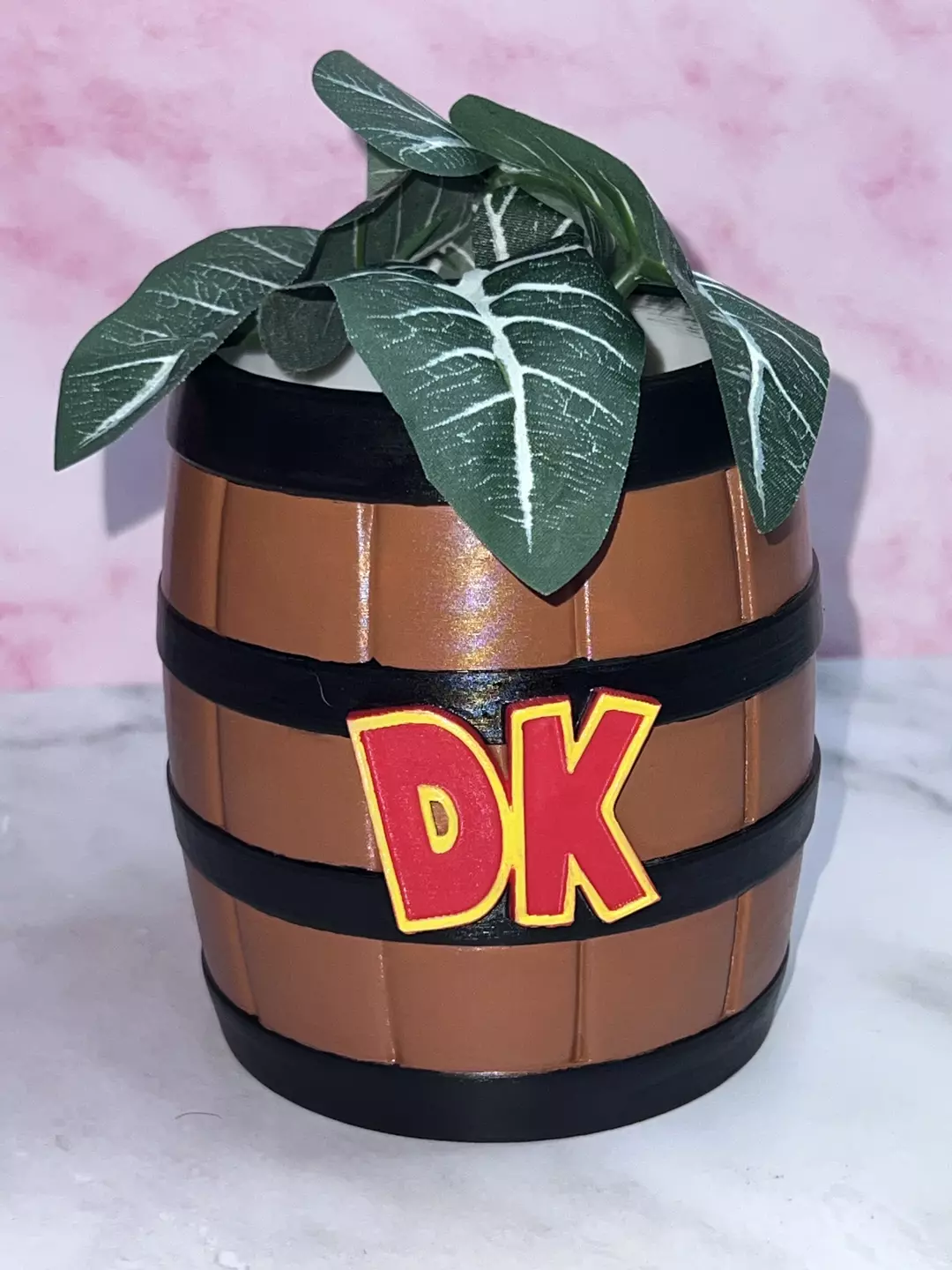 Donkey Kong Barrel Flower Succulent Pot Planter 3D Printed Hand Painted WYSIWYG thumbnail