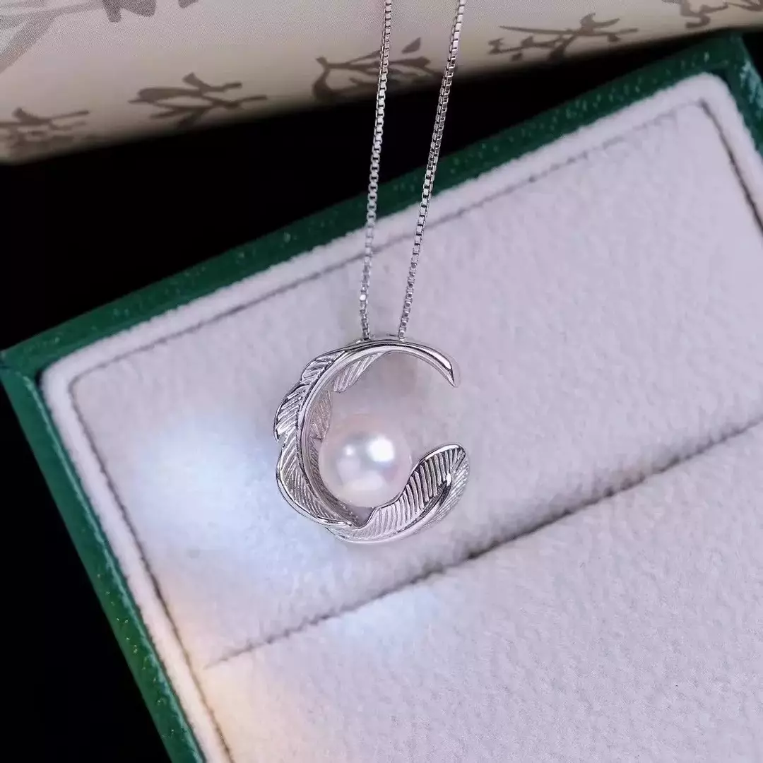 S925 leaf necklace accessories no pearl including thumbnail